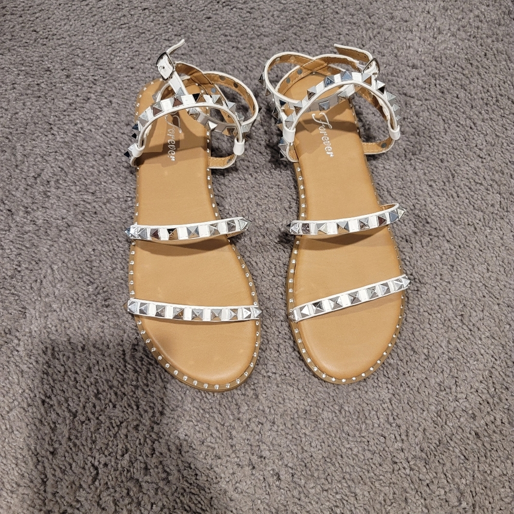 White studded sandal